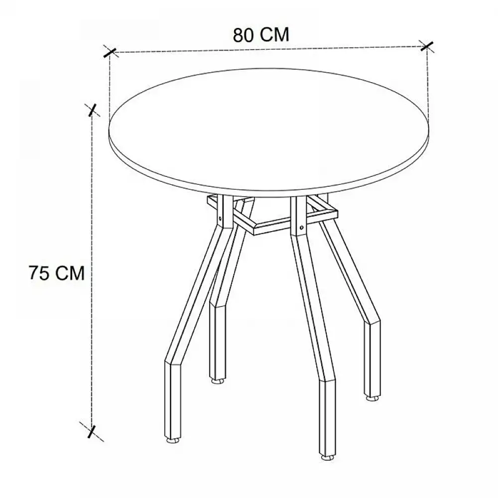 Σετ τραπεζαρία 5τμχ Roma - Iris Megapap χρώμα pine oak - γκρι Ø80x75εκ. | GP100-0185,1