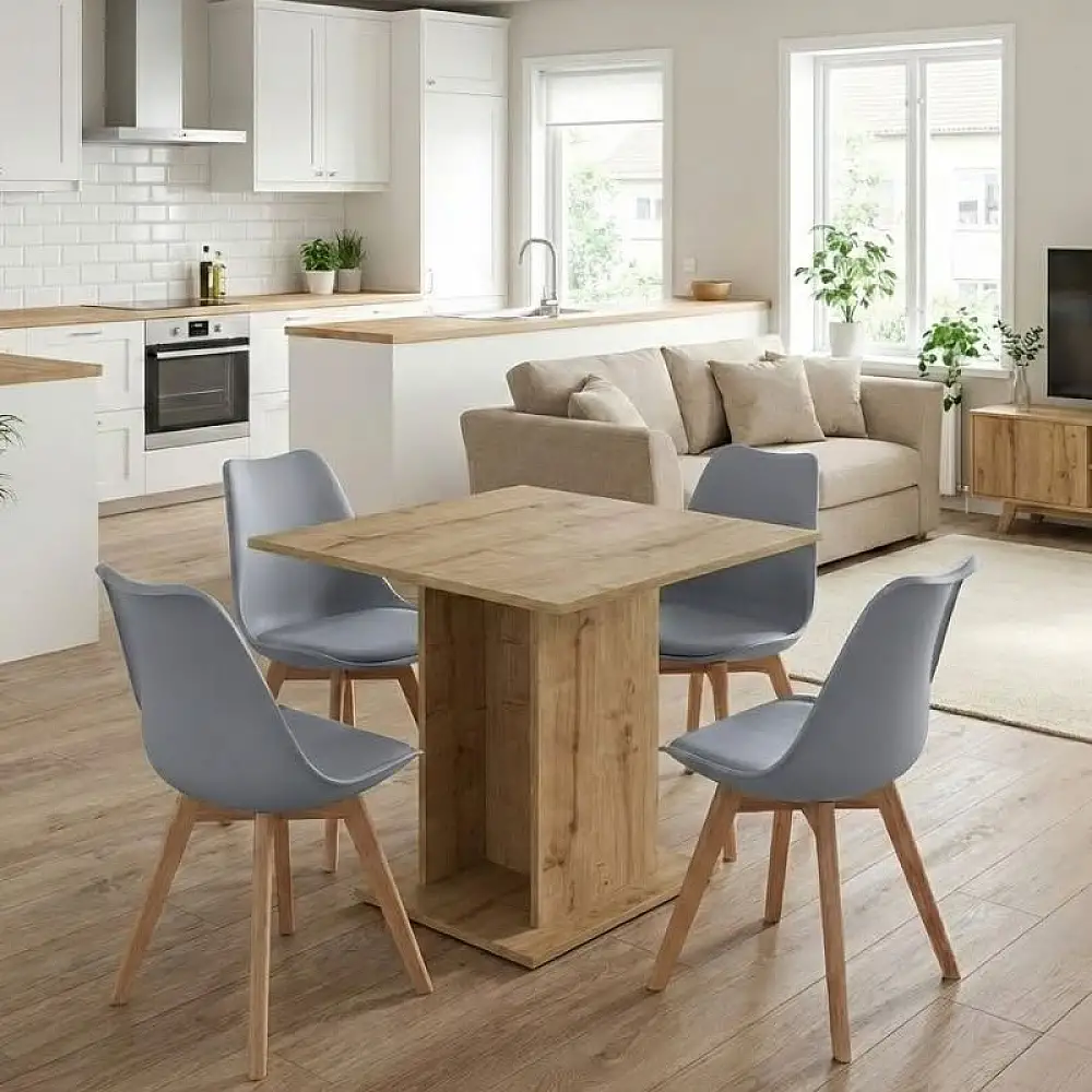 Σετ τραπεζαρία 5τμχ Allos - Viva Megapap χρώμα sapphire oak - γκρι 75x75x77εκ. | GP100-0190,4