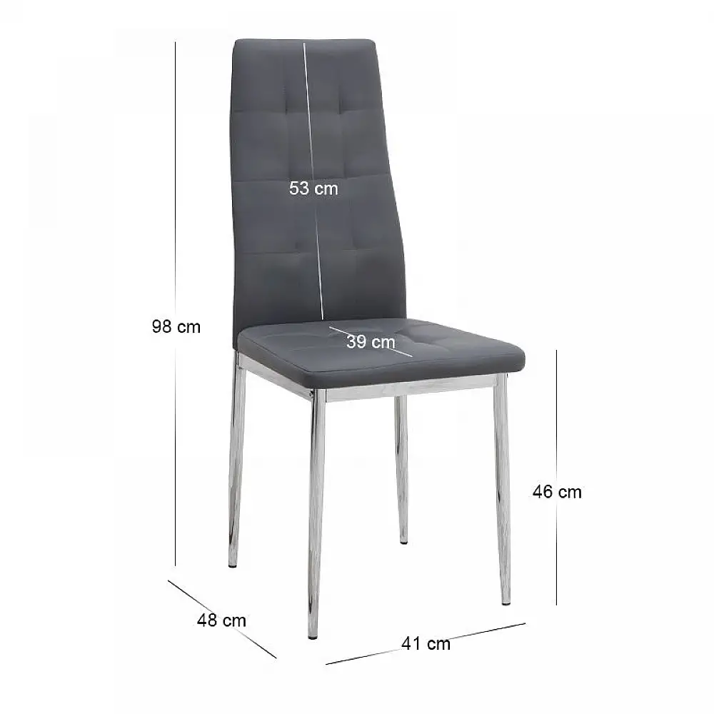 Σετ τραπεζαρία 5τμχ Allos - Rosa Megapap χρώμα sapphire oak - γκρι/χρωμίου πόδι 75x75x77εκ. | GP100-0193,2