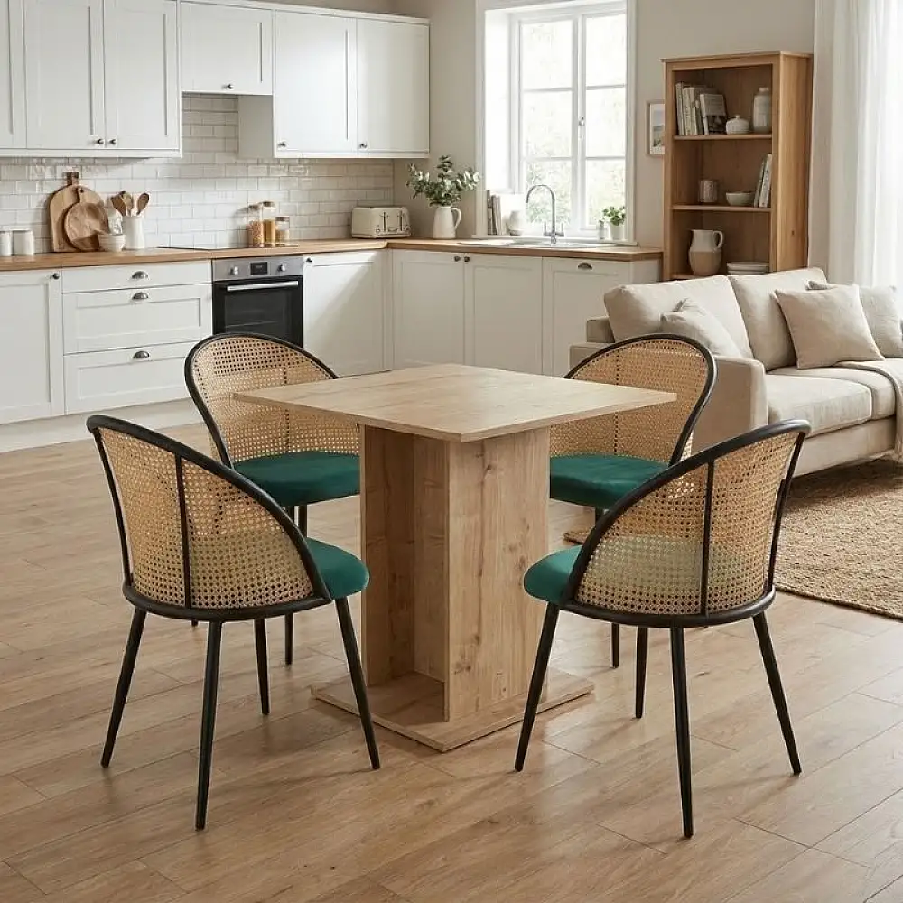 Σετ τραπεζαρία 5τμχ Allos - Jacob Megapap χρώμα sapphire oak - κυπαρισσί 75x75x77εκ. | GP100-0197,1