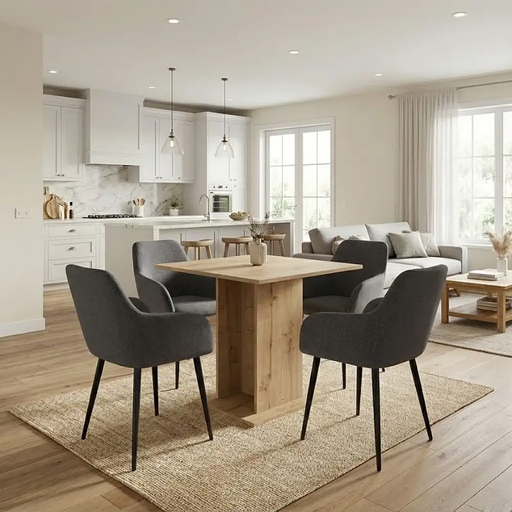 Σετ τραπεζαρία 5τμχ Allos - Monica Megapap χρώμα sapphire oak - γκρι 75x75x77εκ. | GP100-0198,1