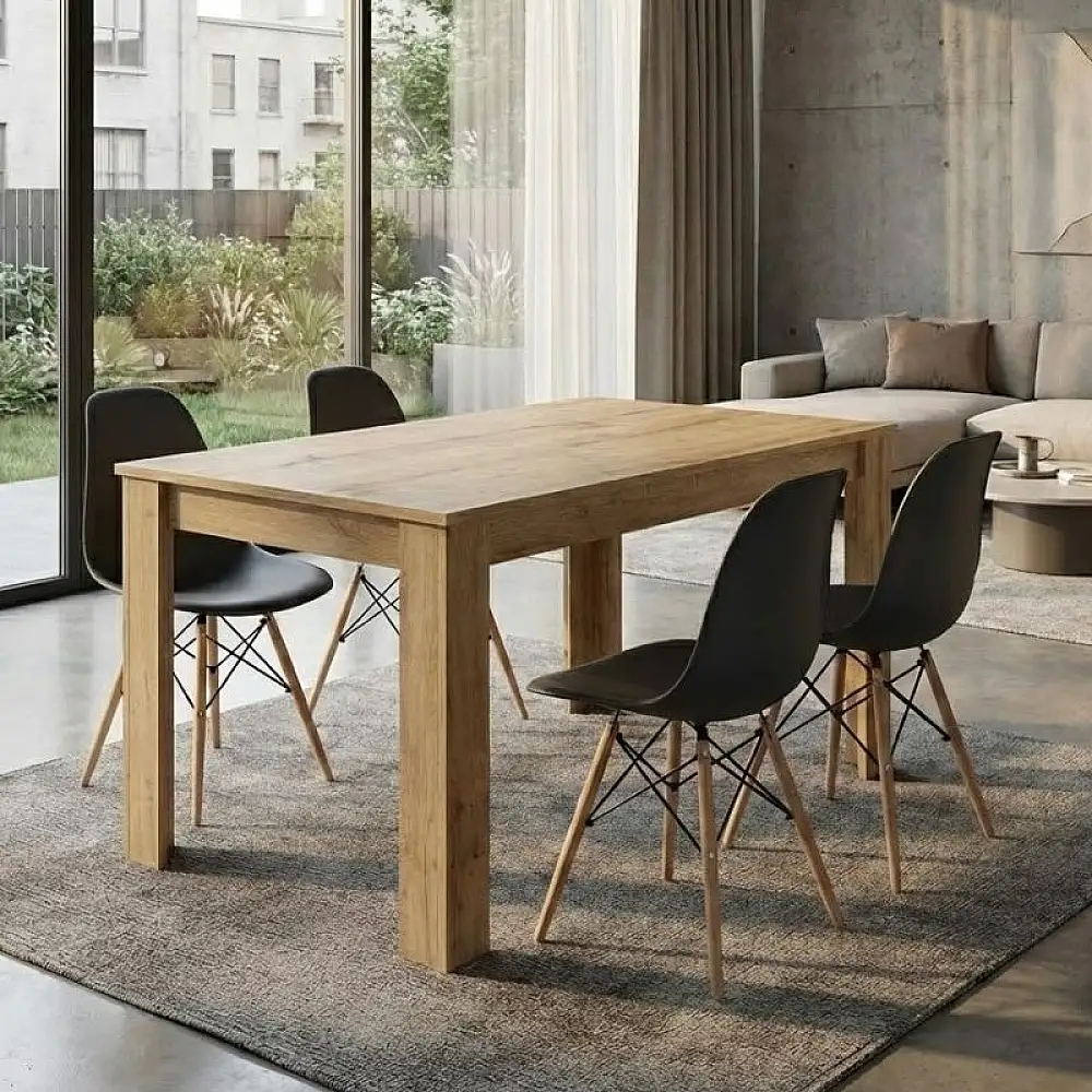 Σετ τραπεζαρία 5τμχ Darlen - Nova Megapap χρώμα sapphire oak - μαύρο 125x72x74εκ. | GP100-0199,1