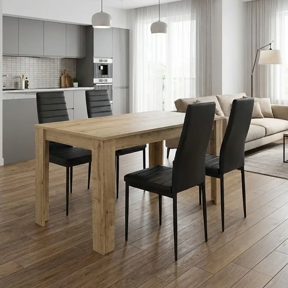 Σετ τραπεζαρία 5τμχ Darlen - Rosa Megapap χρώμα sapphire oak - μαύρο 125x72x74εκ. | GP100-0205,1