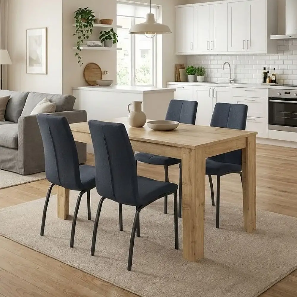 Σετ τραπεζαρία 5τμχ Darlen - Fina Megapap χρώμα sapphire oak - ανθρακί 125x72x74εκ. | GP100-0208,1