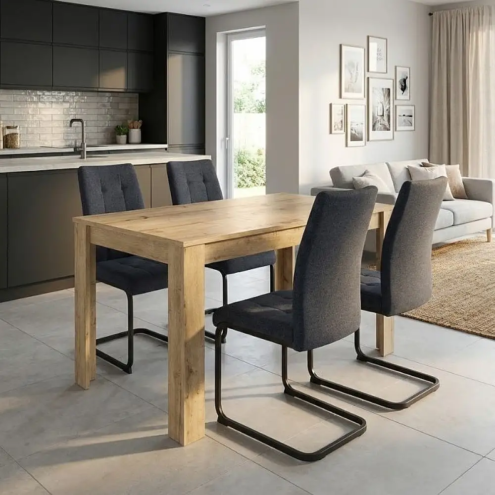 Σετ τραπεζαρία 5τμχ Darlen - Laura Megapap χρώμα sapphire oak - ανθρακί 125x72x74εκ. | GP100-0209,1