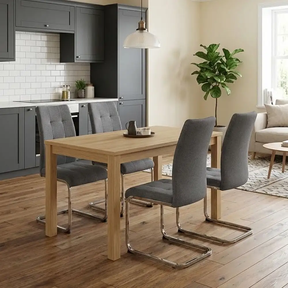 Σετ τραπεζαρία 5τμχ Darlen - Laura Megapap χρώμα sapphire oak - γκρι 125x72x74εκ. | GP100-0209,2