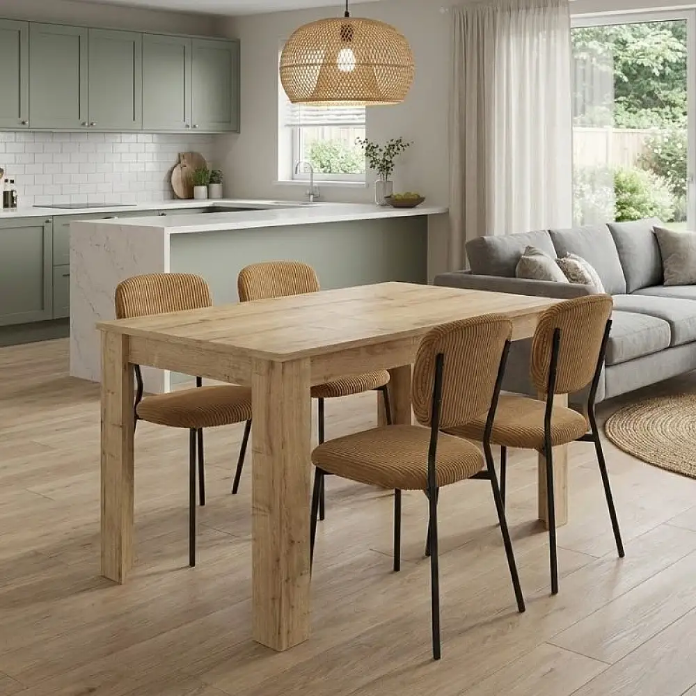 Σετ τραπεζαρία 5τμχ Darlen - Kevin Megapap χρώμα sapphire oak - μουσταρδί 125x72x74εκ. | GP100-0211,1