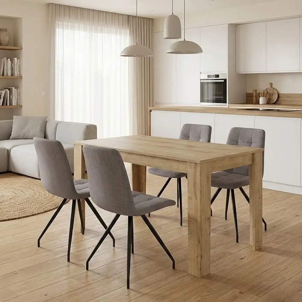 Σετ τραπεζαρία 5τμχ Darlen - Bianca Megapap χρώμα sapphire oak - ανοιχτό μπεζ 125x72x74εκ. | GP100-0213,2