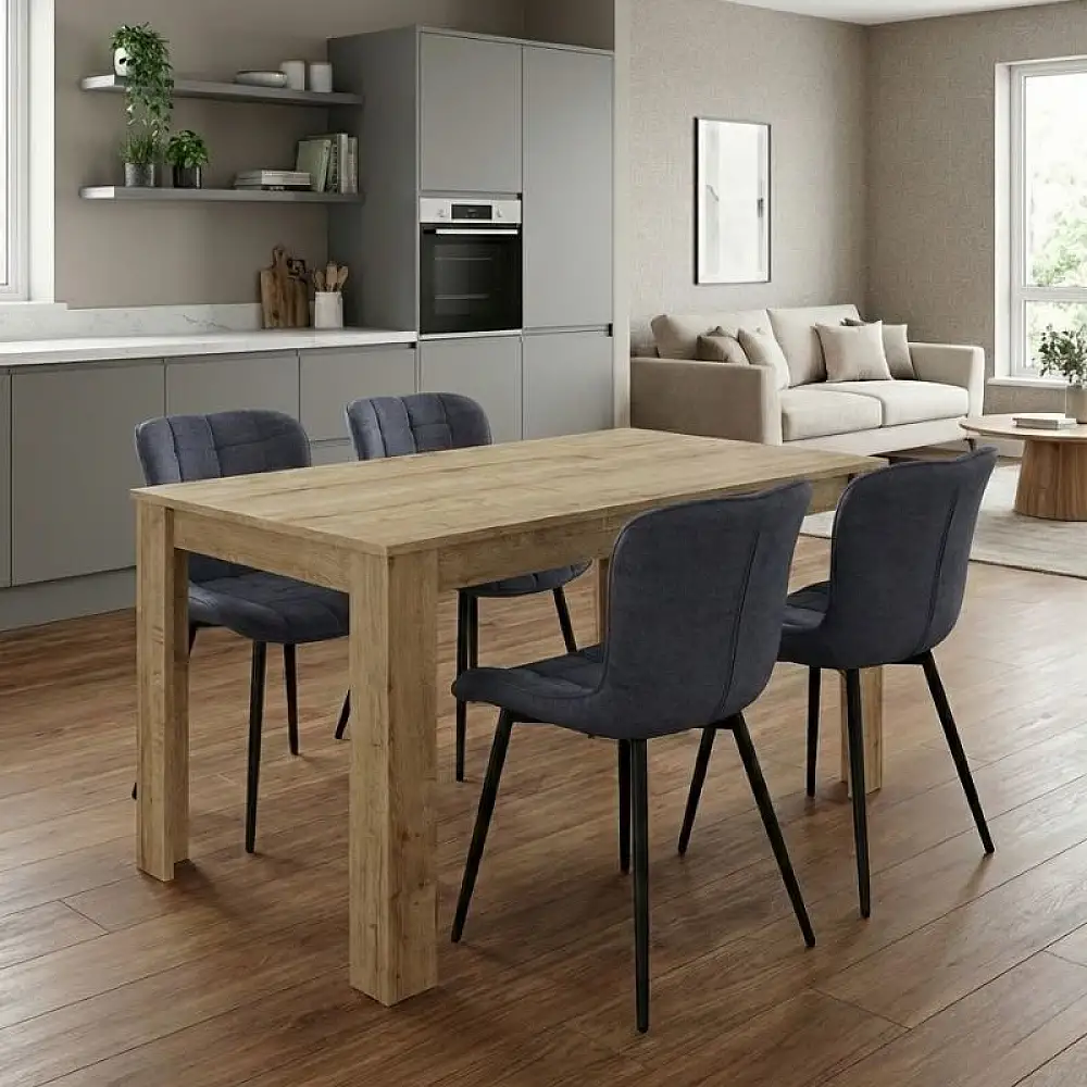 Σετ τραπεζαρία 5τμχ Darlen - Chiara Megapap χρώμα sapphire oak - ανθρακί 125x72x74εκ. | GP100-0214,1