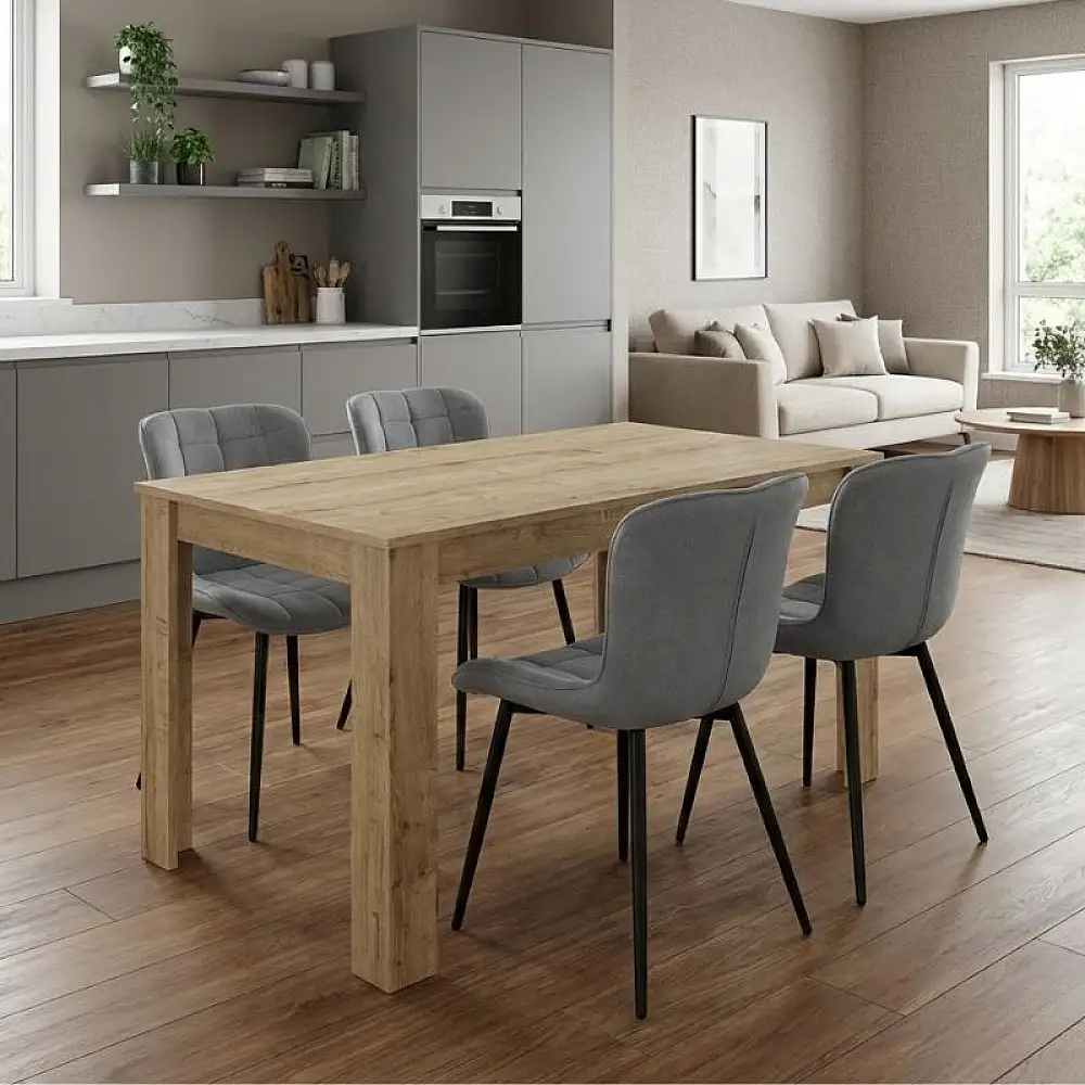 Σετ τραπεζαρία 5τμχ Darlen - Chiara Megapap χρώμα sapphire oak - γκρι 125x72x74εκ. | GP100-0214,2