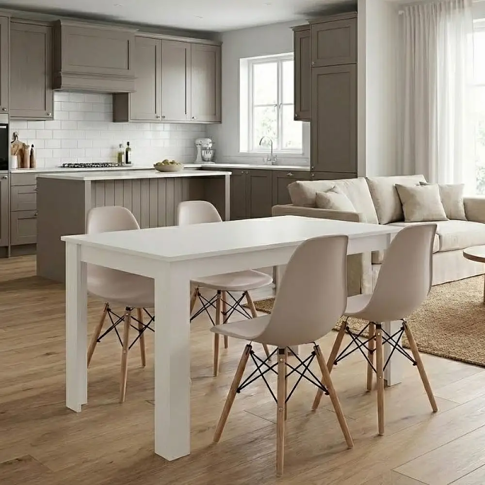 Σετ τραπεζαρία 5τμχ Darlen - Nova Megapap χρώμα λευκό - cappuccino 125x72x74εκ. | GP100-0215,4