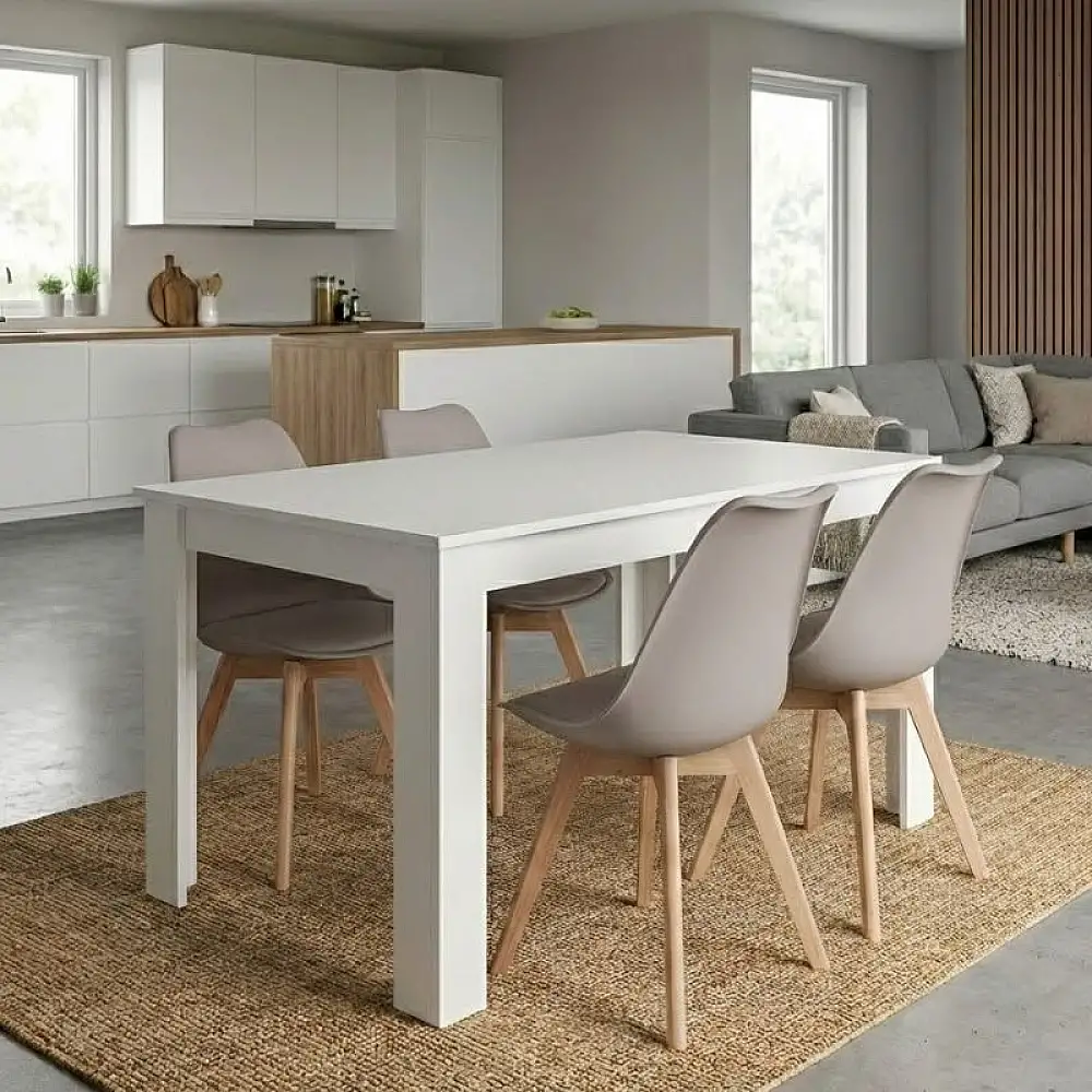 Σετ τραπεζαρία 5τμχ Darlen - Viva Megapap χρώμα λευκό - cappuccino 125x72x74εκ. | GP100-0217,5