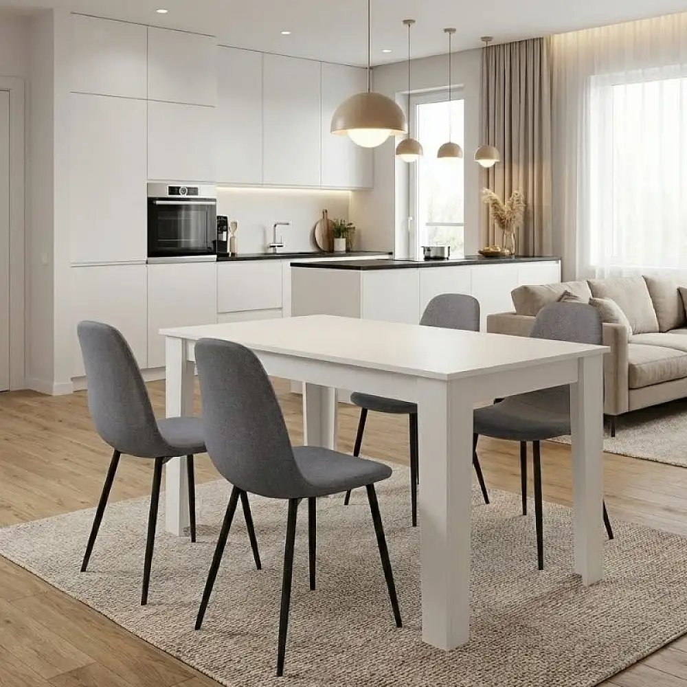 Σετ τραπεζαρία 5τμχ Darlen - Iris Megapap χρώμα λευκό - γκρι 125x72x74εκ. | GP100-0218,1