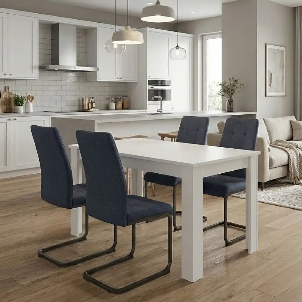 Σετ τραπεζαρία 5τμχ Darlen - Laura Megapap χρώμα λευκό - ανθρακί 125x72x74εκ. | GP100-0225,1