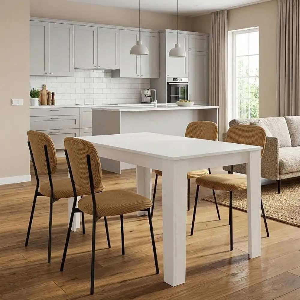 Σετ τραπεζαρία 5τμχ Darlen - Kevin Megapap χρώμα λευκό - μουσταρδί 125x72x74εκ. | GP100-0227,1