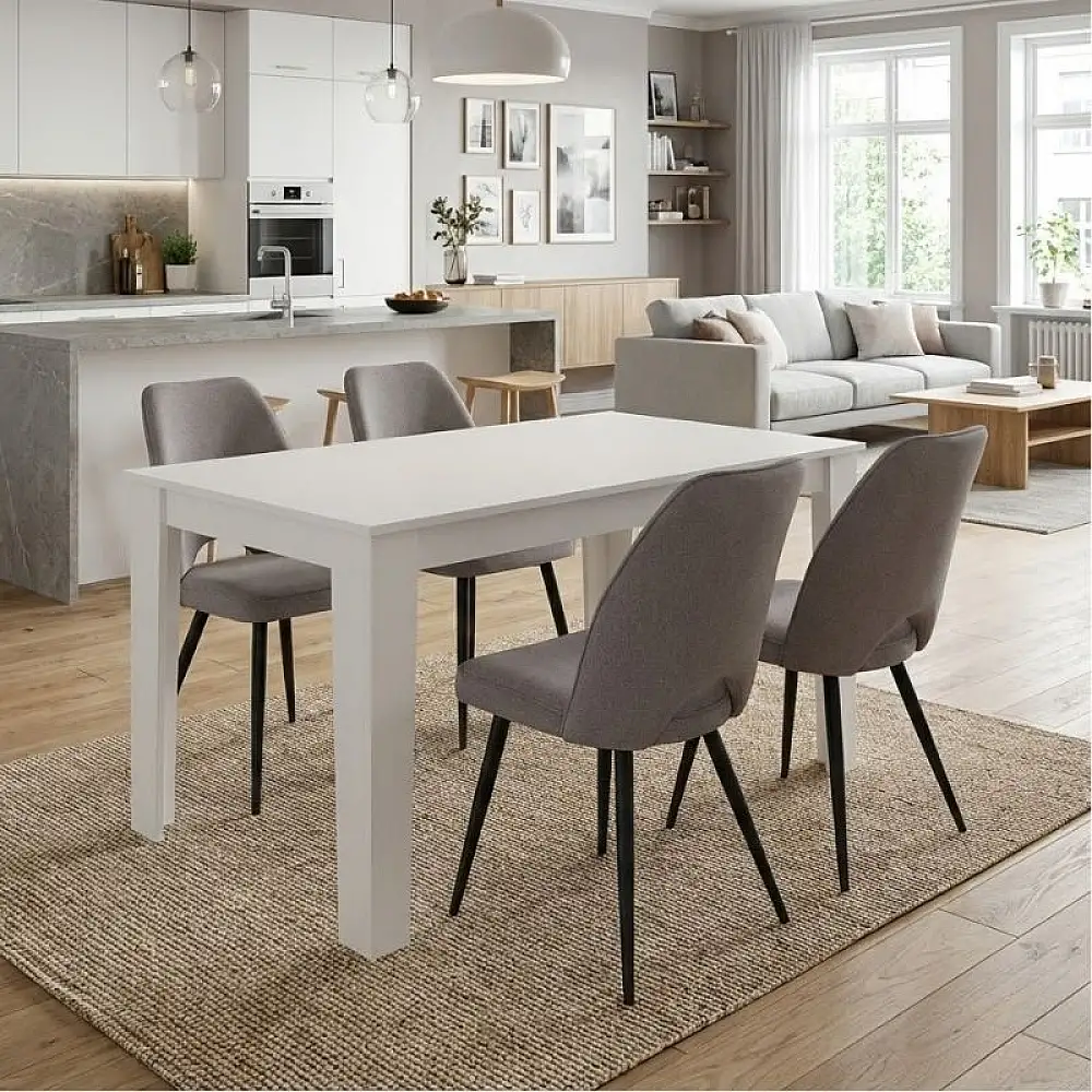 Σετ τραπεζαρία 5τμχ Darlen - Christy Megapap χρώμα λευκό - ανοιχτό μπεζ 125x72x74εκ. | GP100-0228,2