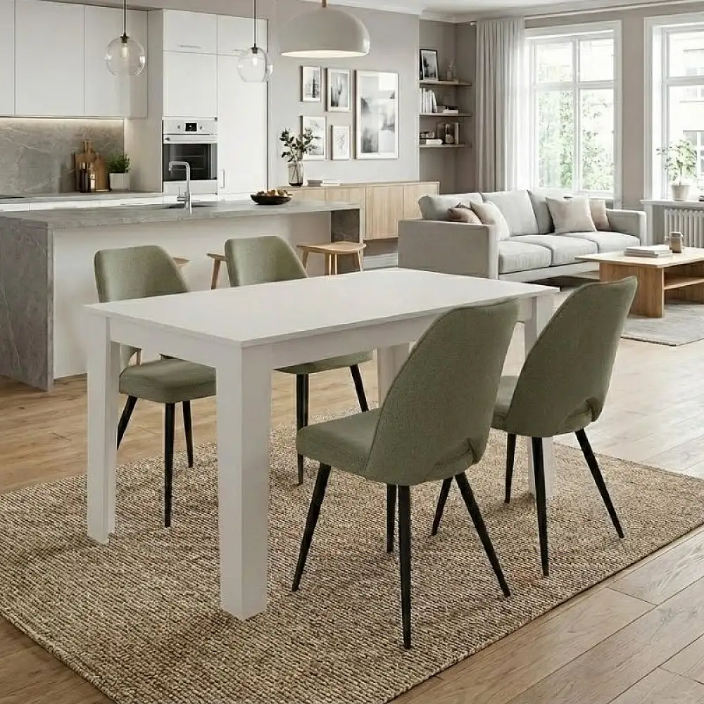 Σετ τραπεζαρία 5τμχ Darlen - Christy Megapap χρώμα λευκό - λαδί 125x72x74εκ. | GP100-0228,4