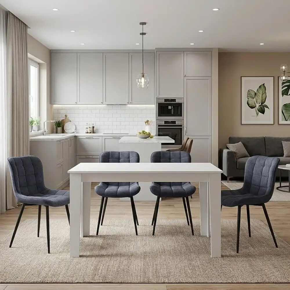 Σετ τραπεζαρία 5τμχ Darlen - Chiara Megapap χρώμα λευκό - ανθρακί 125x72x74εκ. | GP100-0230,1