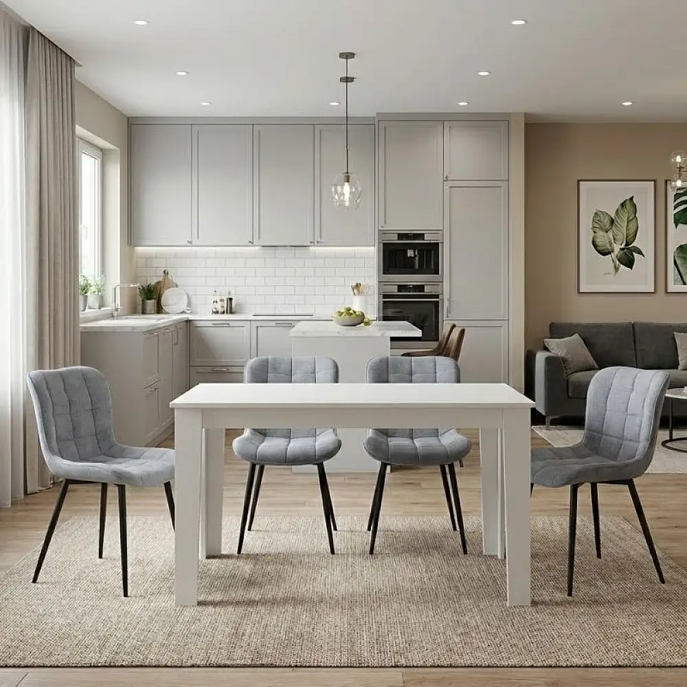 Σετ τραπεζαρία 5τμχ Darlen - Chiara Megapap χρώμα λευκό - γκρι 125x72x74εκ. | GP100-0230,2