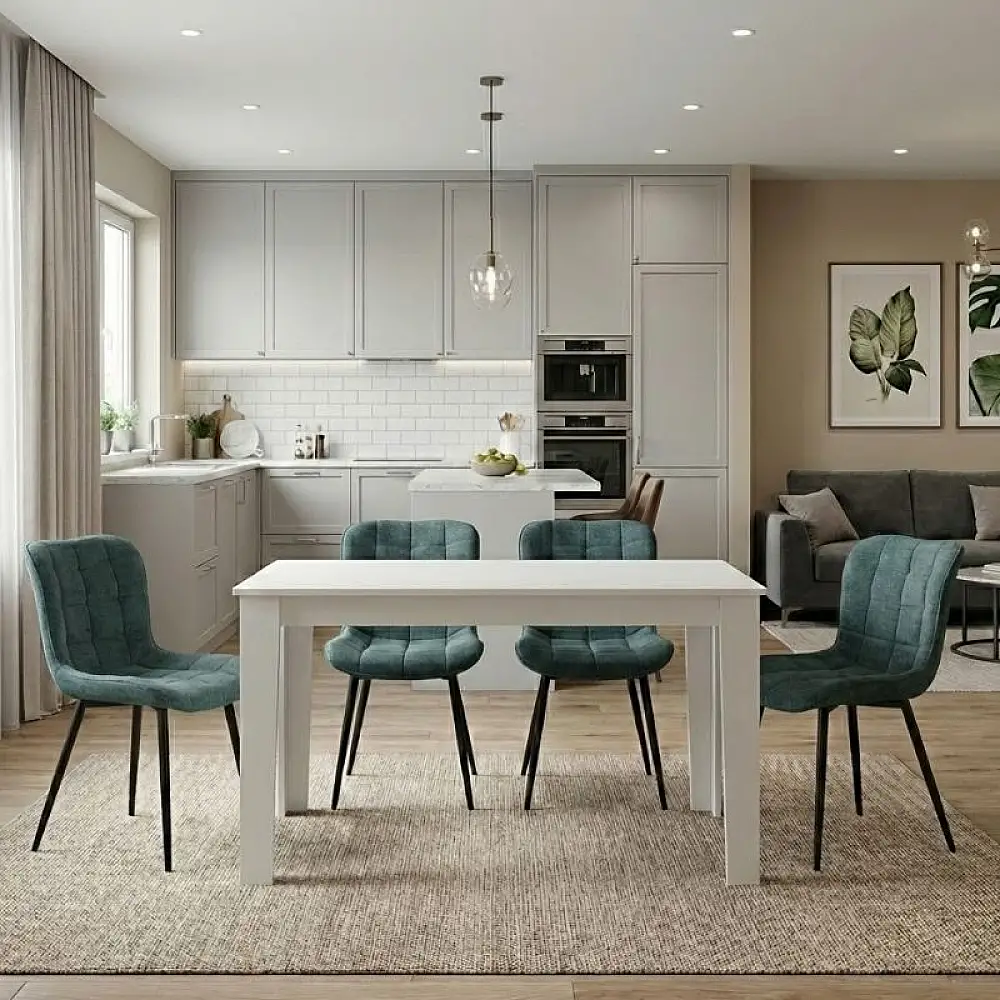 Σετ τραπεζαρία 5τμχ Darlen - Chiara Megapap χρώμα λευκό - πράσινο 125x72x74εκ. | GP100-0230,3