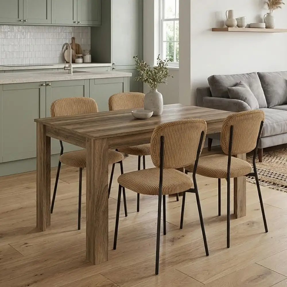 Σετ τραπεζαρία 5τμχ Darlen - Kevin Megapap χρώμα καρυδί - μουσταρδί 125x72x74εκ. | GP100-0243,1