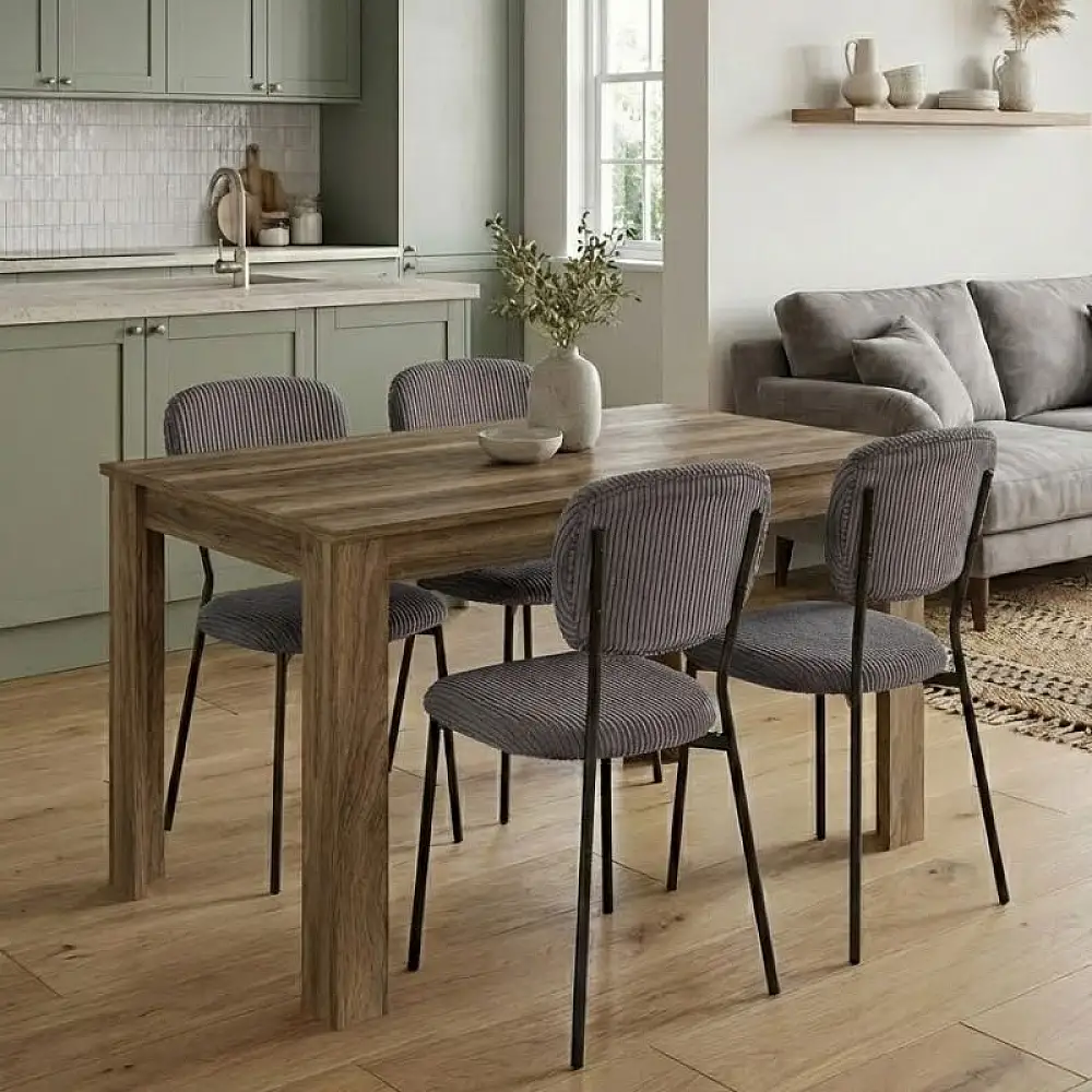 Σετ τραπεζαρία 5τμχ Darlen - Kevin Megapap χρώμα καρυδί - γκρι 125x72x74εκ. | GP100-0243,4