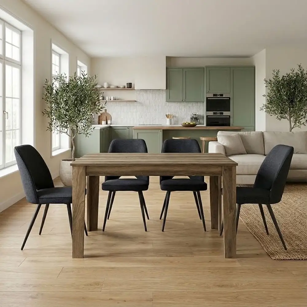 Σετ τραπεζαρία 5τμχ Darlen - Christy Megapap χρώμα καρυδί - ανθρακί 125x72x74εκ. | GP100-0244,1