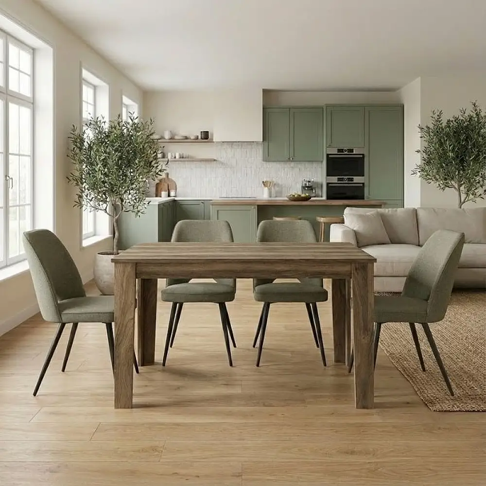 Σετ τραπεζαρία 5τμχ Darlen - Christy Megapap χρώμα καρυδί - λαδί 125x72x74εκ. | GP100-0244,4