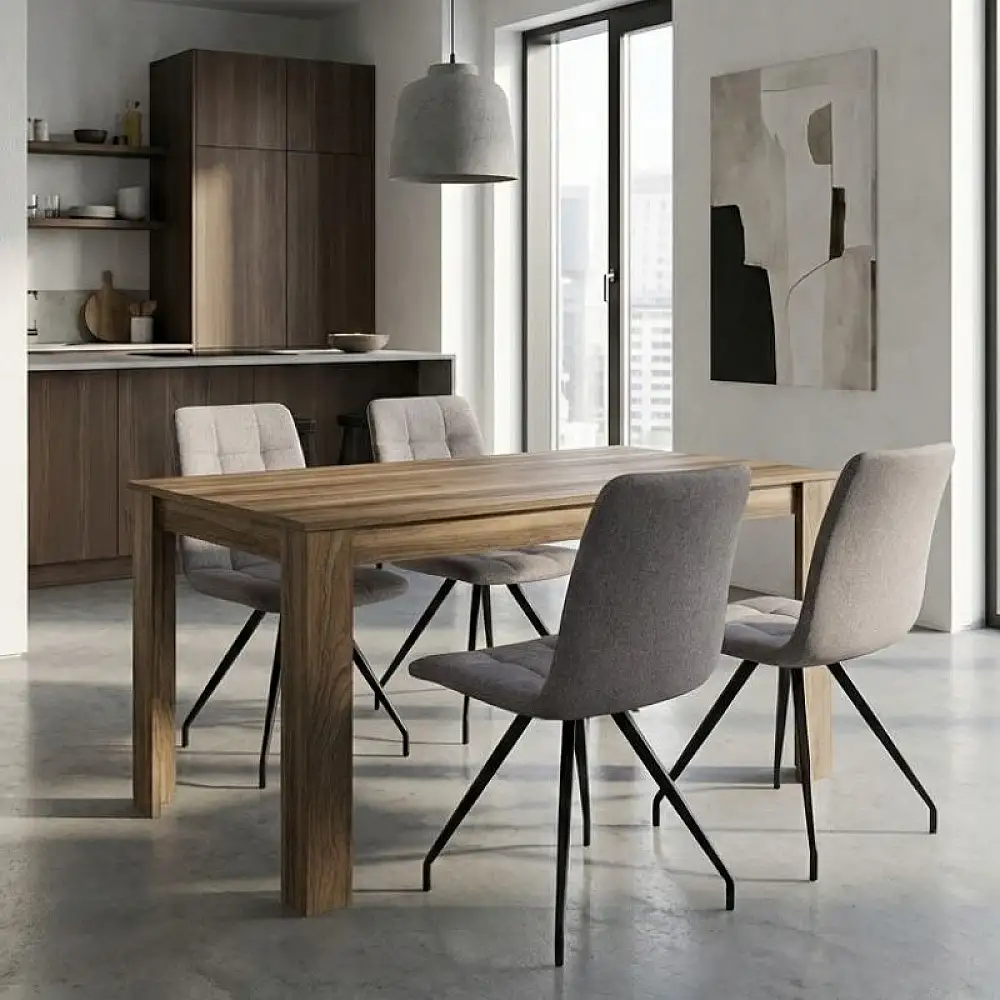 Σετ τραπεζαρία 5τμχ Darlen - Bianca Megapap χρώμα καρυδί - ανοιχτό μπεζ 125x72x74εκ. | GP100-0245,2