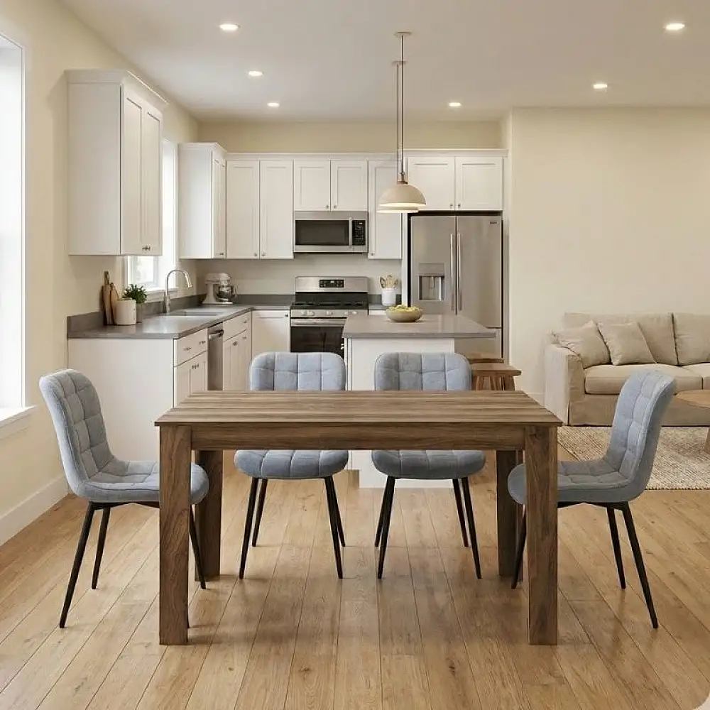 Σετ τραπεζαρία 5τμχ Darlen - Chiara Megapap χρώμα καρυδί - γκρι 125x72x74εκ. | GP100-0246,2