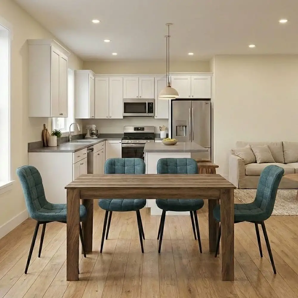 Σετ τραπεζαρία 5τμχ Darlen - Chiara Megapap χρώμα καρυδί - πράσινο 125x72x74εκ. | GP100-0246,3