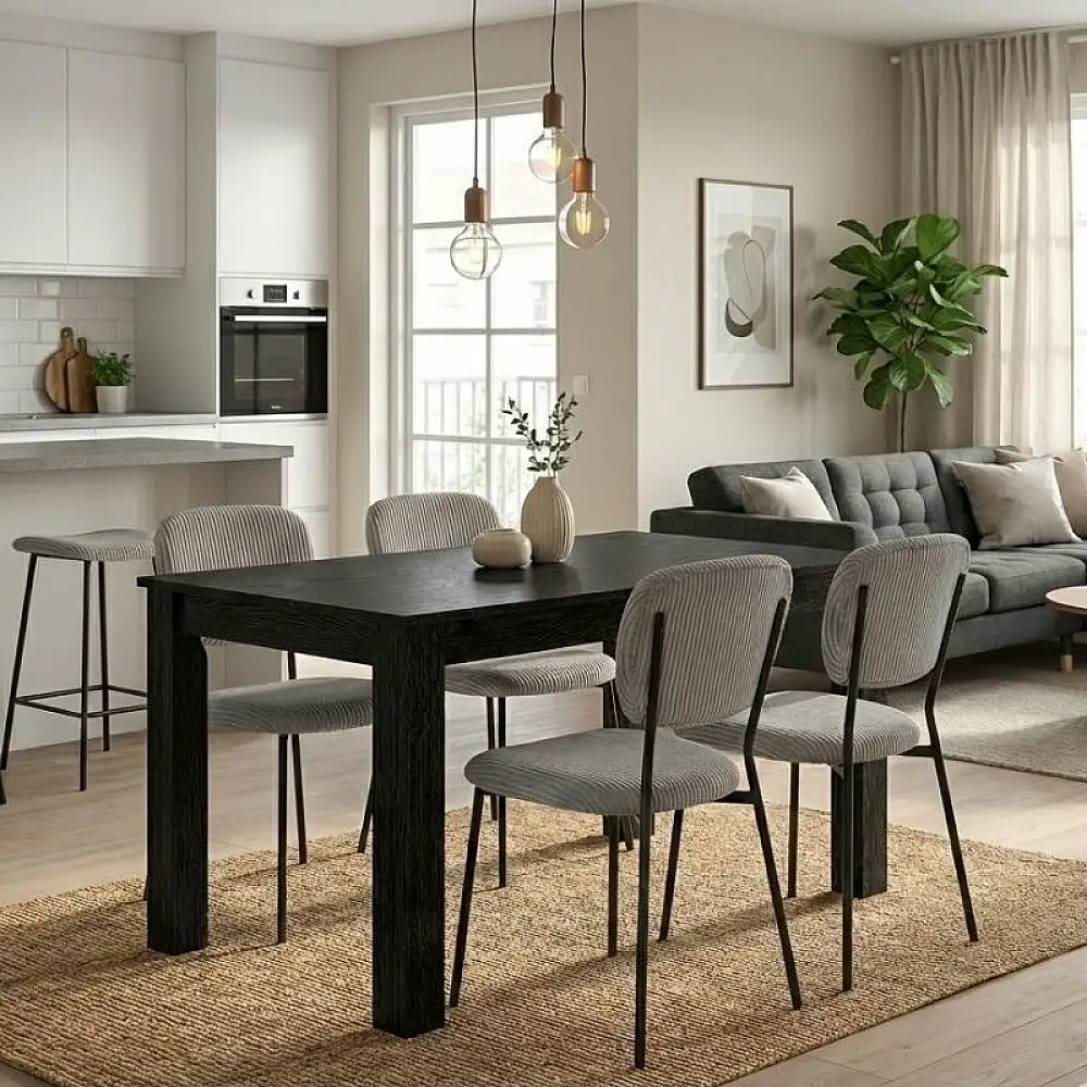 Σετ τραπεζαρία 5τμχ Darlen - Kevin Megapap χρώμα sencron black - λαδί 125x72x74εκ. | GP100-0259,2