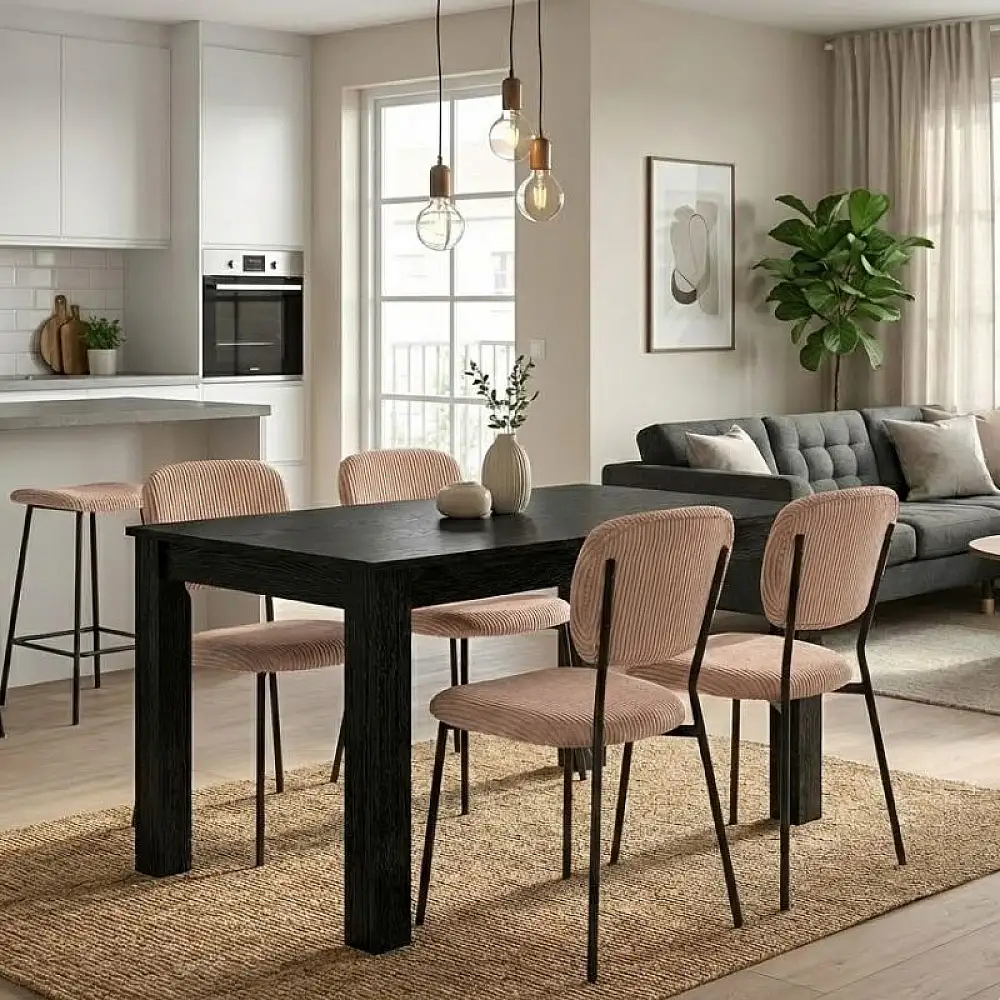 Σετ τραπεζαρία 5τμχ Darlen - Kevin Megapap χρώμα sencron black - μόκα 125x72x74εκ. | GP100-0259,3