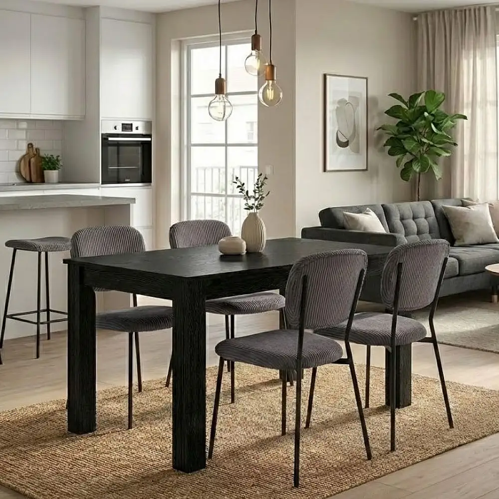 Σετ τραπεζαρία 5τμχ Darlen - Kevin Megapap χρώμα sencron black - γκρι 125x72x74εκ. | GP100-0259,4