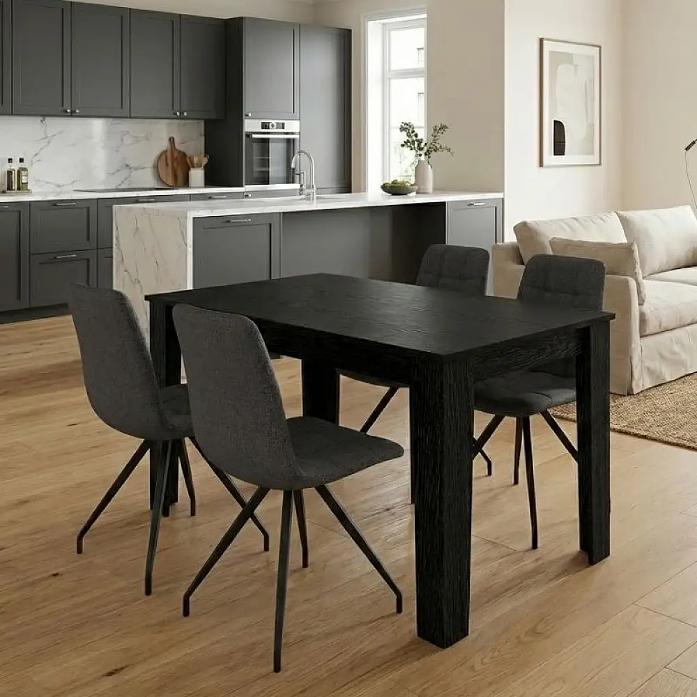 Σετ τραπεζαρία 5τμχ Darlen - Bianca Megapap χρώμα sencron black - γκρι 125x72x74εκ. | GP100-0261,1