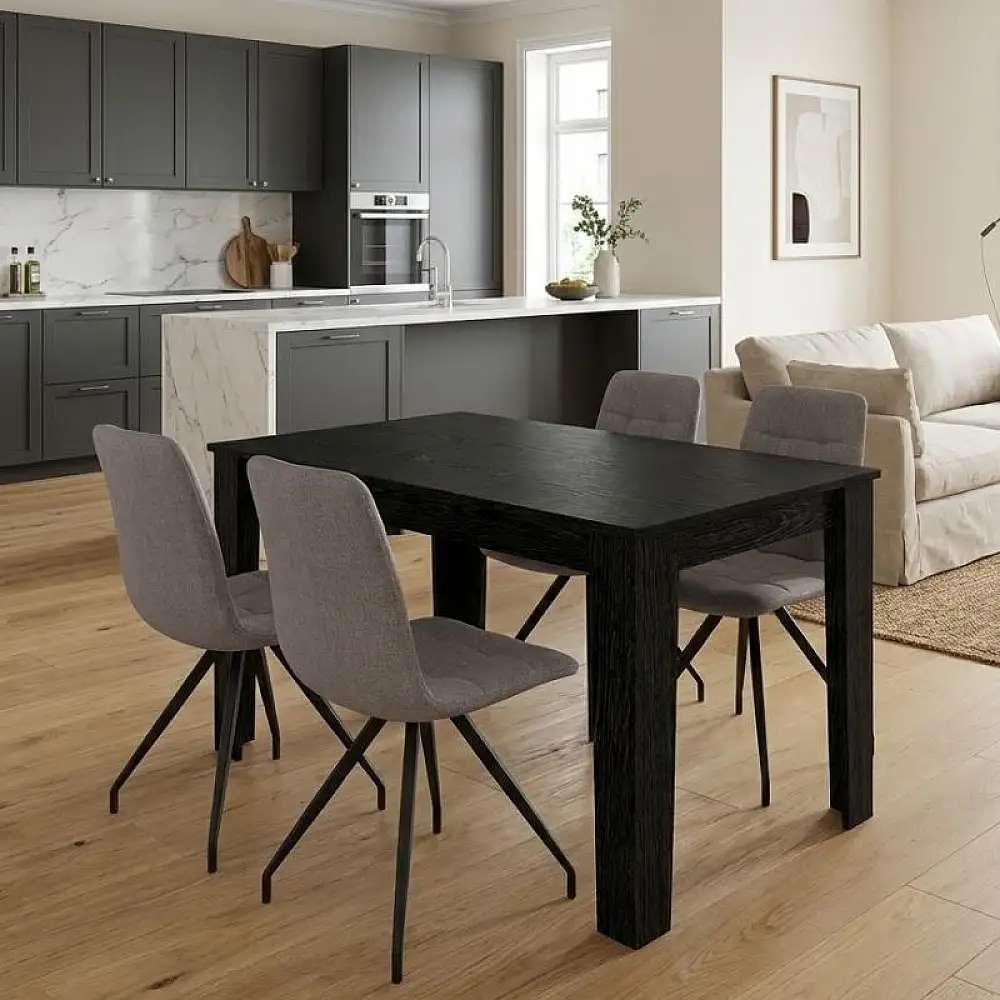 Σετ τραπεζαρία 5τμχ Darlen - Bianca Megapap χρώμα sencron black - ανοιχτό μπεζ 125x72x74εκ. | GP100-0261,2