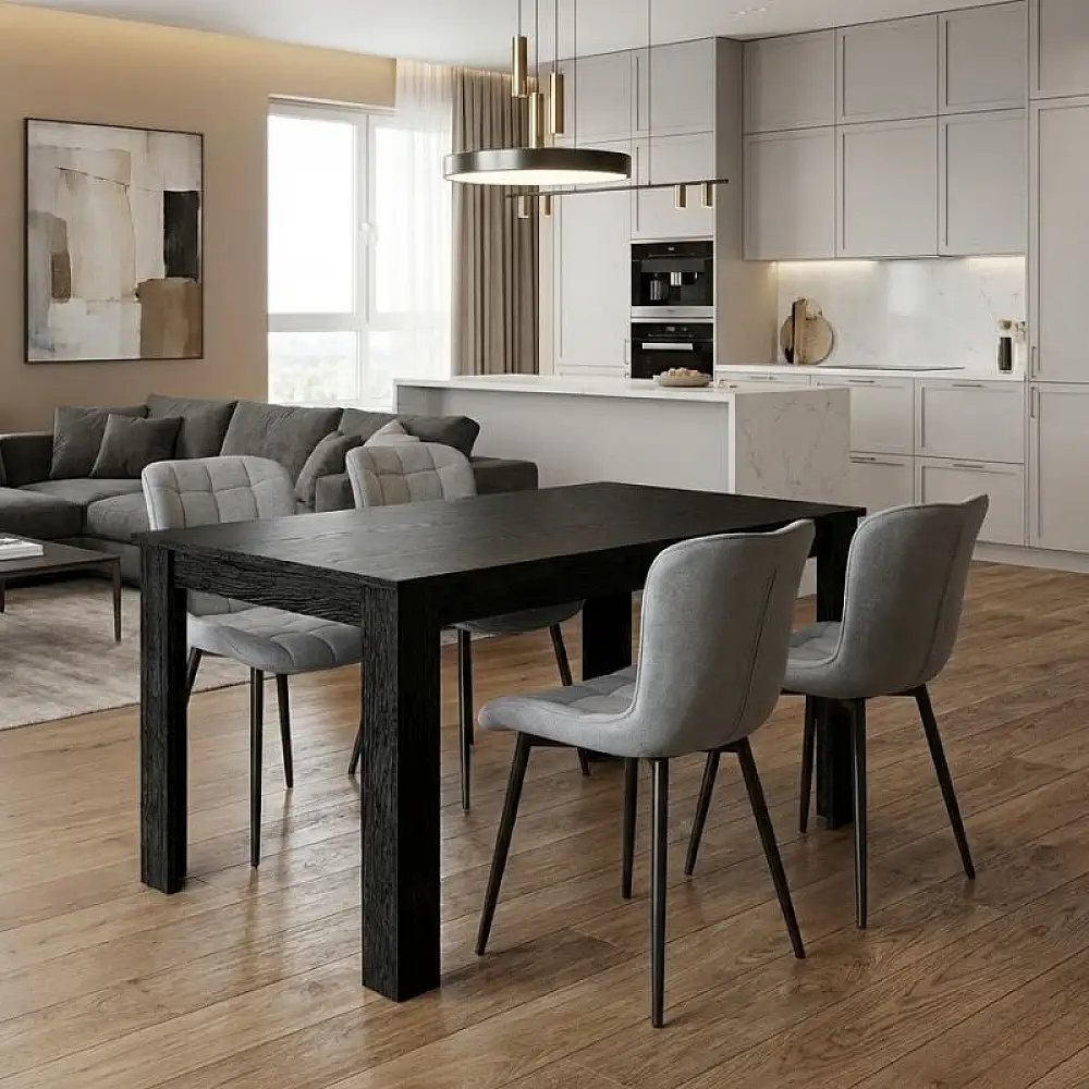 Σετ τραπεζαρία 5τμχ Darlen - Chiara Megapap χρώμα sencron black - γκρι 125x72x74εκ. | GP100-0262,2