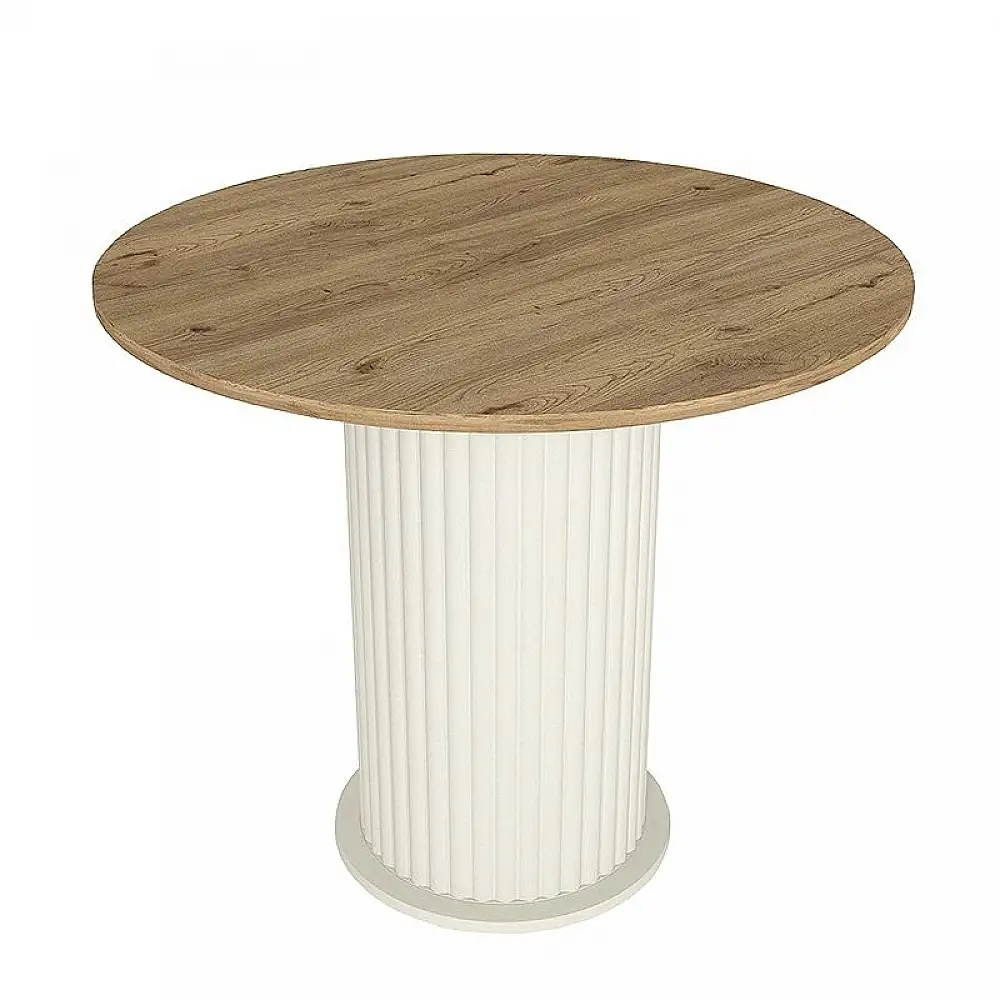 Σετ τραπεζαρία 5τμχ Bohema - Iris Megapap χρώμα ivory/sepet oak - ανοιχτό μπεζ Ø90x77,7εκ. | GP100-0286,2