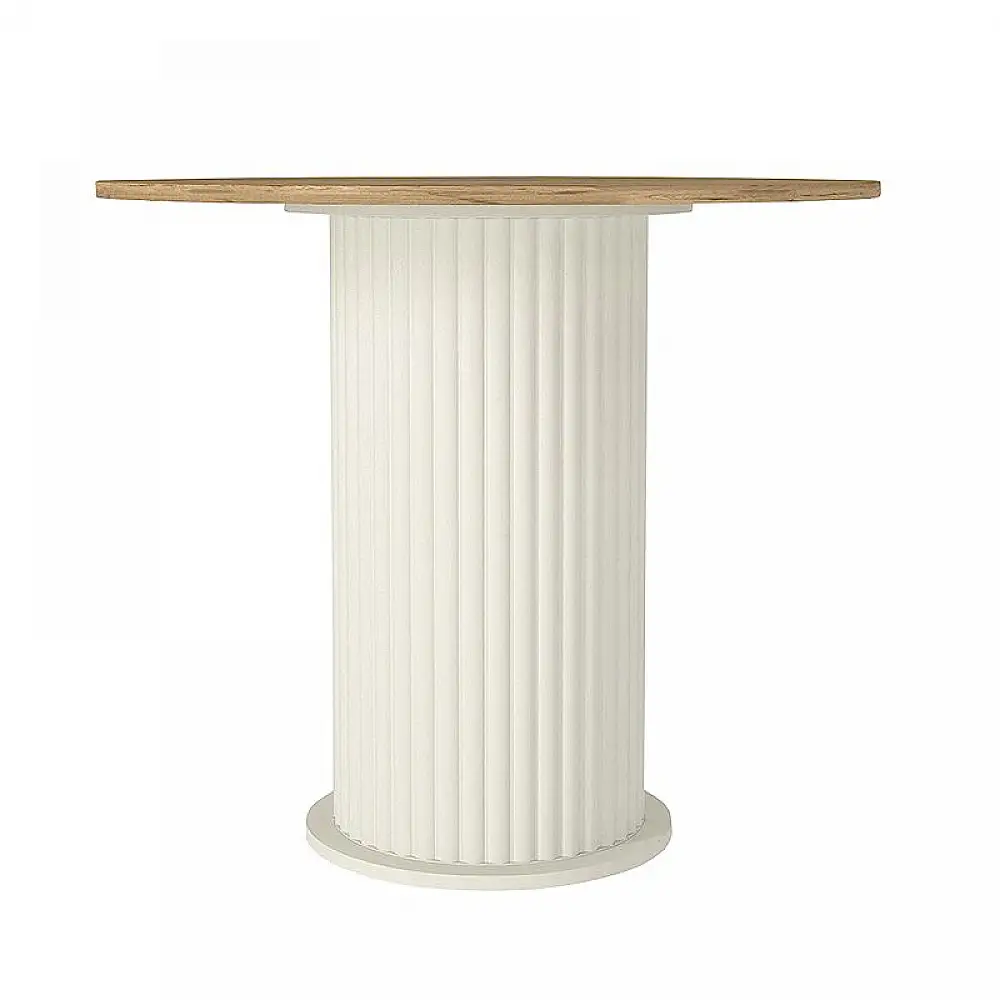 Σετ τραπεζαρία 5τμχ Bohema - Rosa Megapap χρώμα ivory/sepet oak - μαύρο Ø90x77,7εκ. | GP100-0287,1