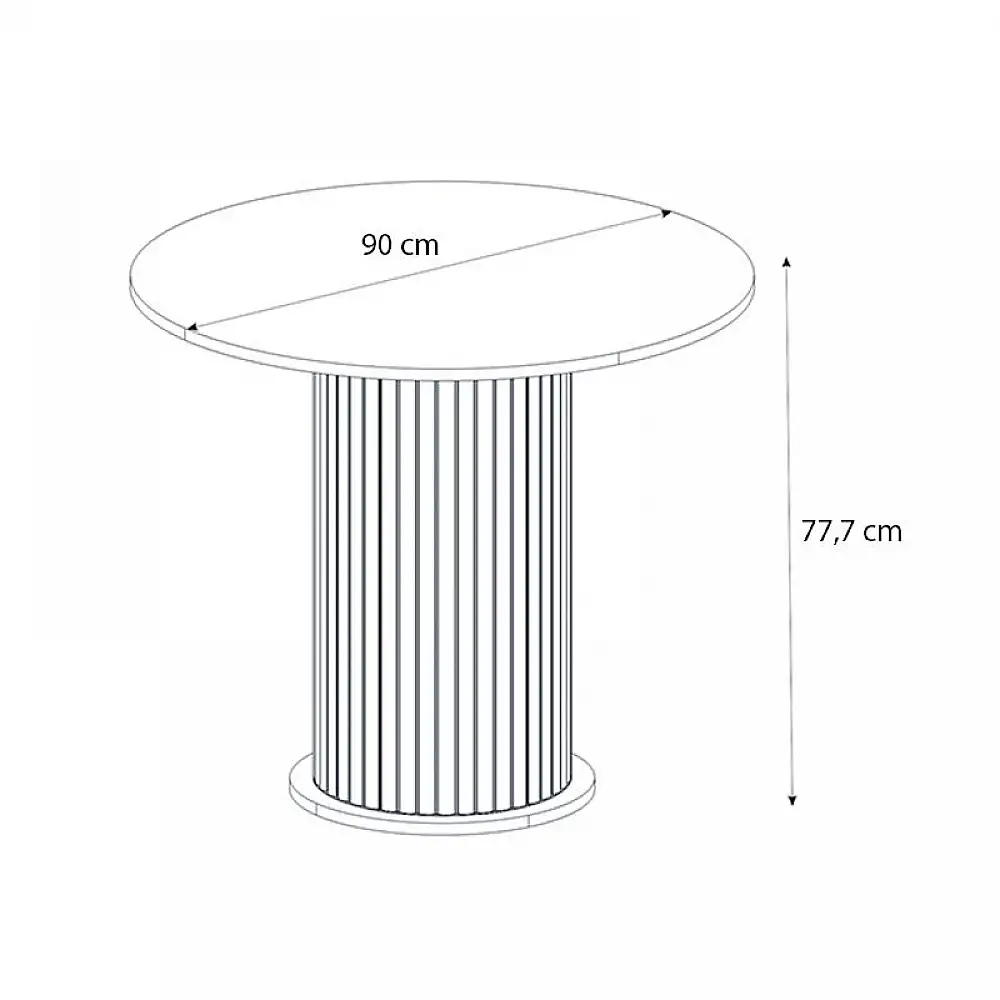 Σετ τραπεζαρία 5τμχ Bohema - Rosa Megapap χρώμα ivory/sepet oak - μαύρο Ø90x77,7εκ. | GP100-0287,1