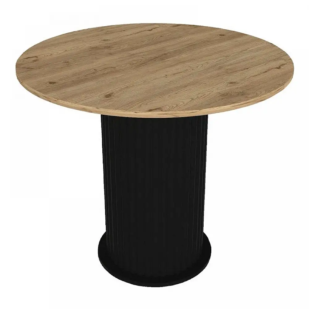 Σετ τραπεζαρία 5τμχ Bohema - Iris Megapap χρώμα μαύρο/sepet oak - γκρι/φυσικό πόδι Ø90x77,7εκ. | GP100-0294,1