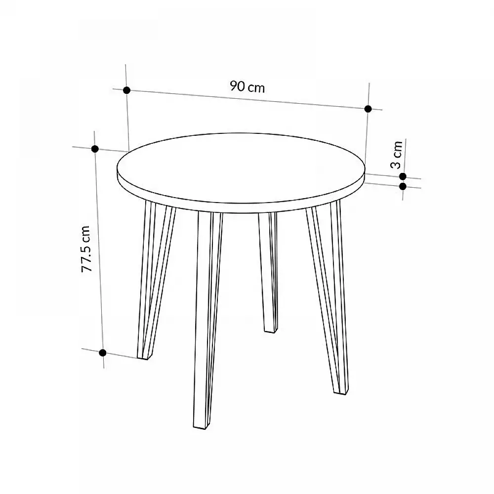 Σετ τραπεζαρία 5τμχ Xana - Nova Megapap χρώμα sepet oak - λευκό Ø90x77,7εκ. | GP100-0300,2