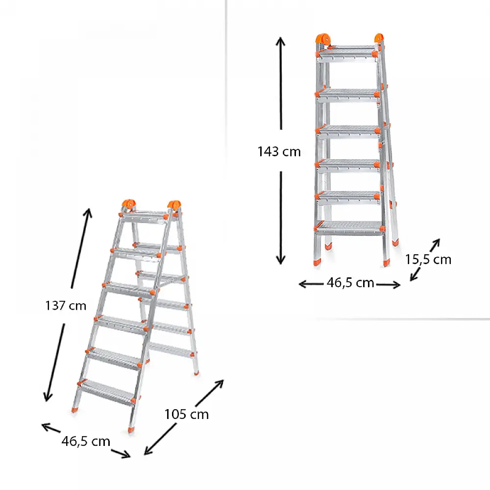 Σκάλα Double Step Perilla μεταλλική 6+6 σκαλοπάτια 137εκ. - PER12506