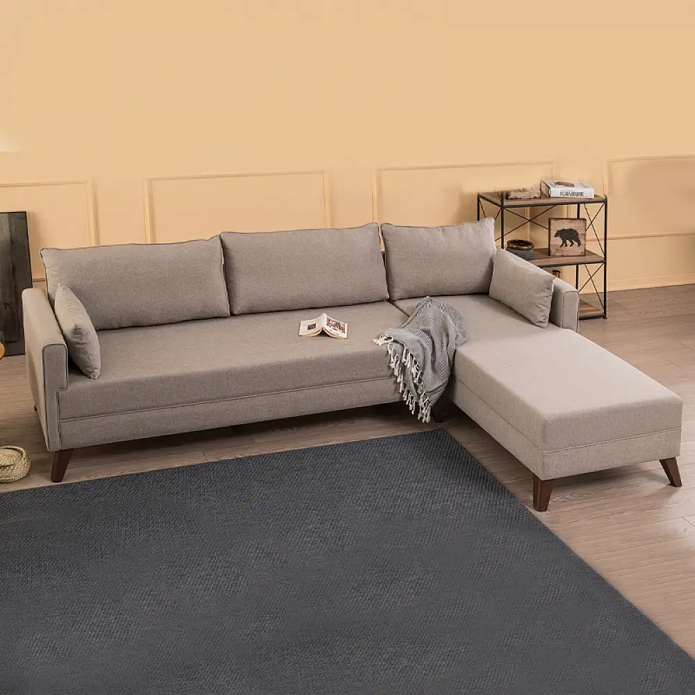 Γωνιακός καναπές Bella Megapap δεξιά γωνία υφασμάτινος χρώμα κρεμ 275x165x85εκ. | PRGP043-0031,1