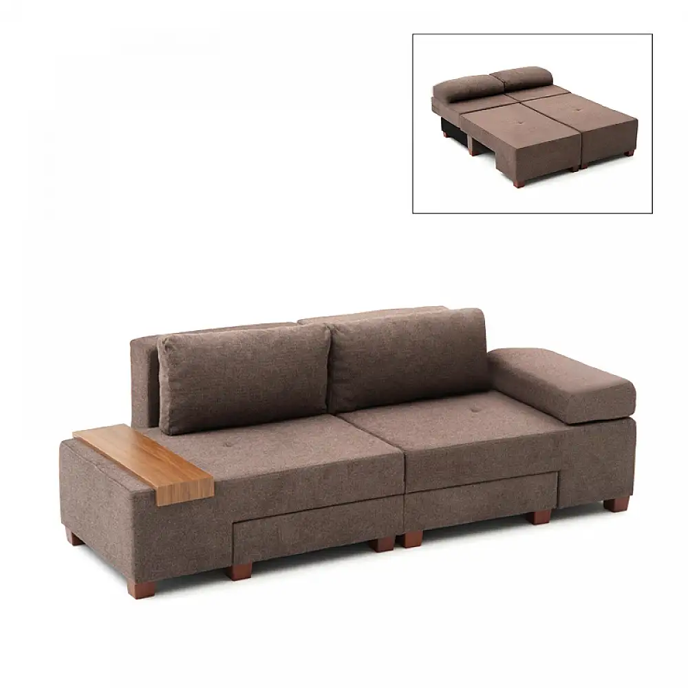 Καναπές - κρεβάτι πολυμορφικός Perenna Megapap τριθέσιος υφασμάτινος χρώμα καφέ 233x93x83εκ. | PRGP043-0083,5