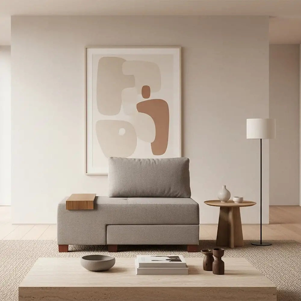 Πολυθρόνα - κρεβάτι Perenna Megapap υφασμάτινη χρώμα γκρι 116x93x83εκ. | PRGP043-0084,3