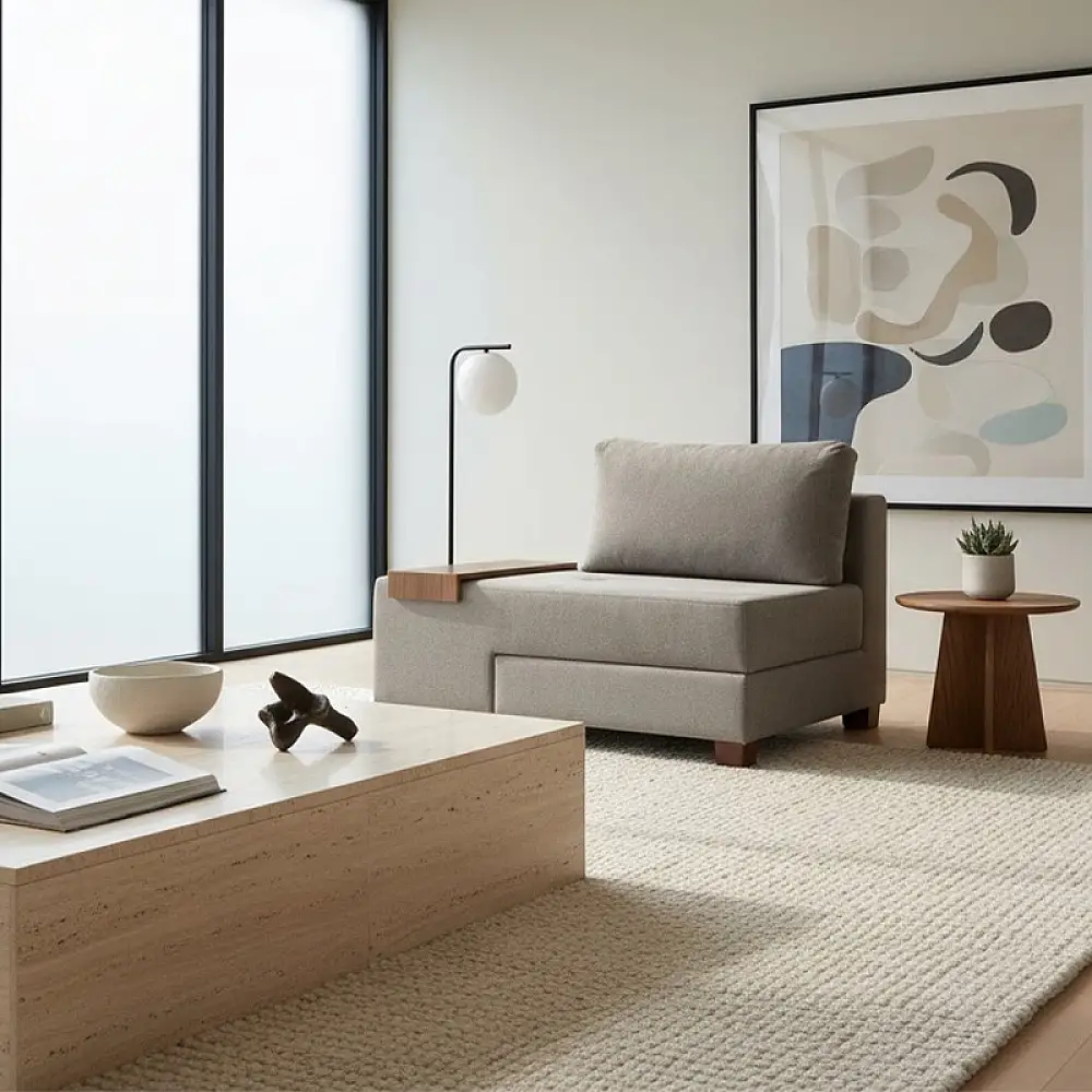 Πολυθρόνα - κρεβάτι Perenna Megapap υφασμάτινη χρώμα γκρι 116x93x83εκ. | PRGP043-0084,3