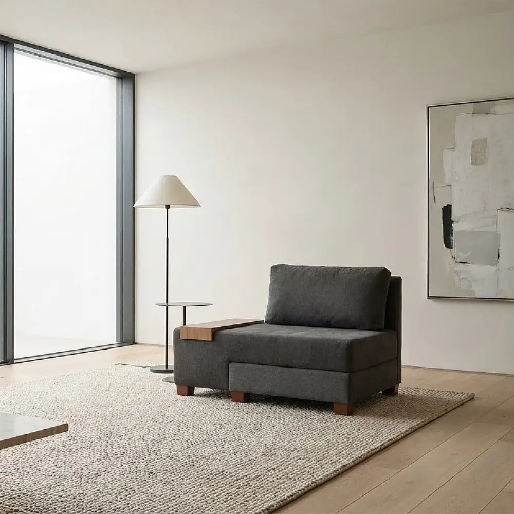 Πολυθρόνα - κρεβάτι Perenna Megapap υφασμάτινη χρώμα ανθρακί 116x93x83εκ. | PRGP043-0084,4