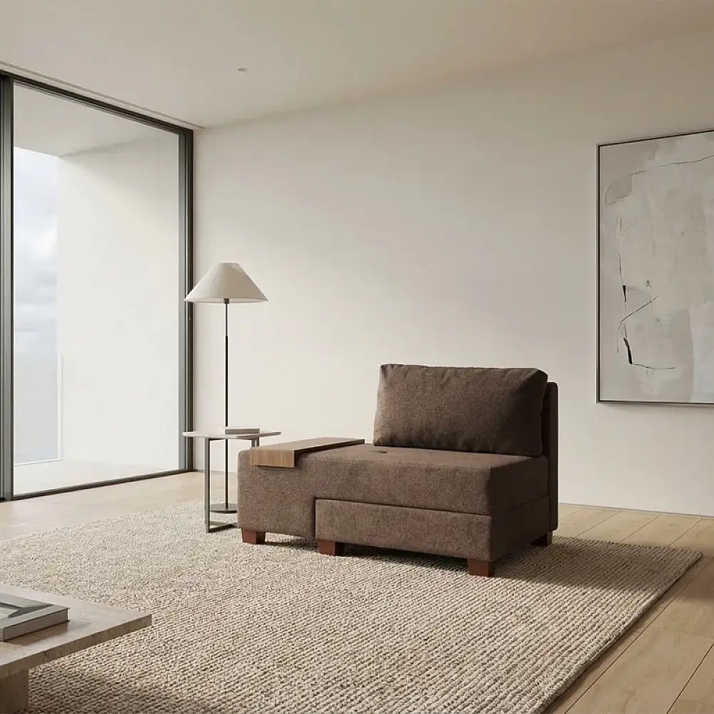 Πολυθρόνα - κρεβάτι Perenna Megapap υφασμάτινη χρώμα καφέ 116x93x83εκ. | PRGP043-0084,5