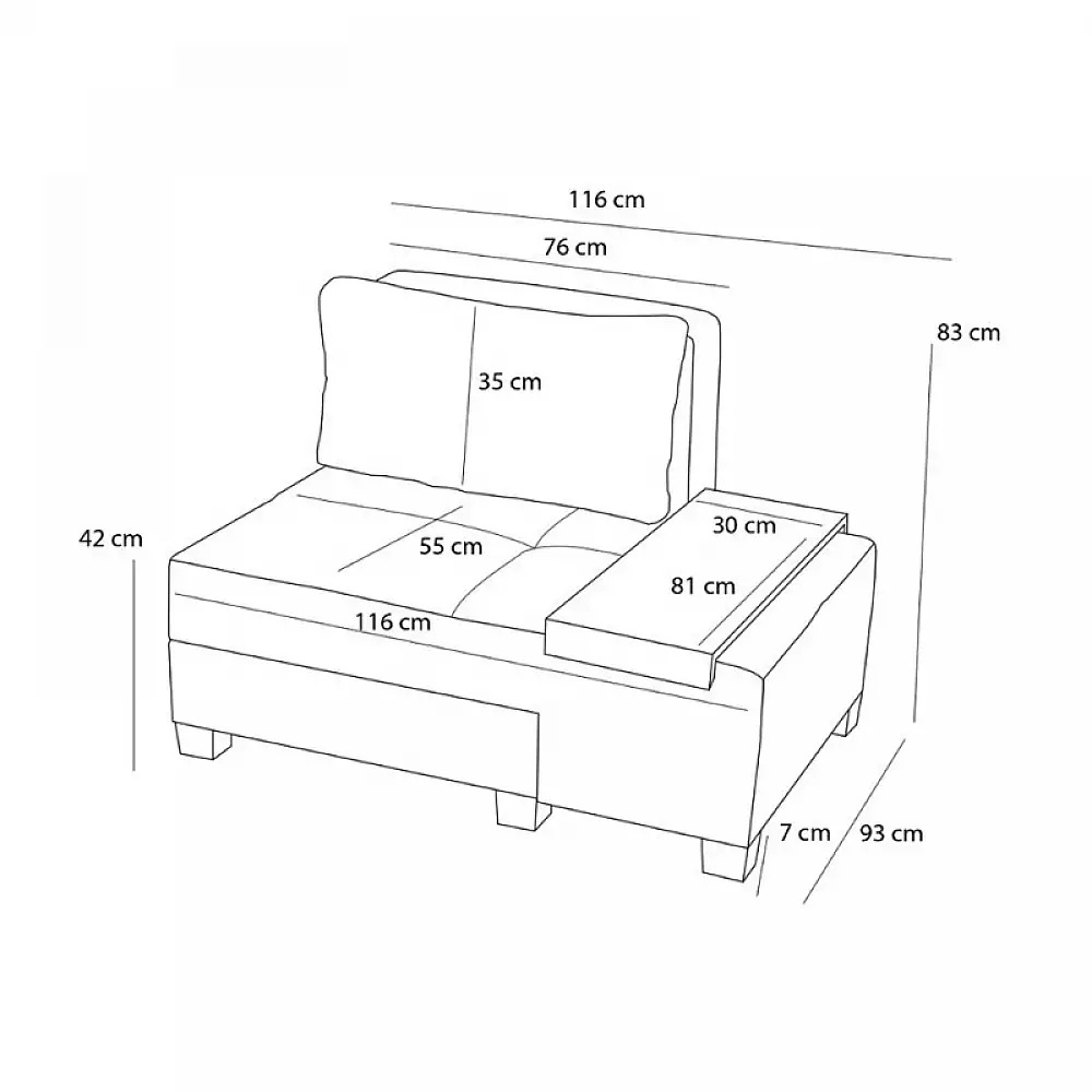 Πολυθρόνα - κρεβάτι Perenna Megapap υφασμάτινη χρώμα καφέ 116x93x83εκ. | PRGP043-0084,5